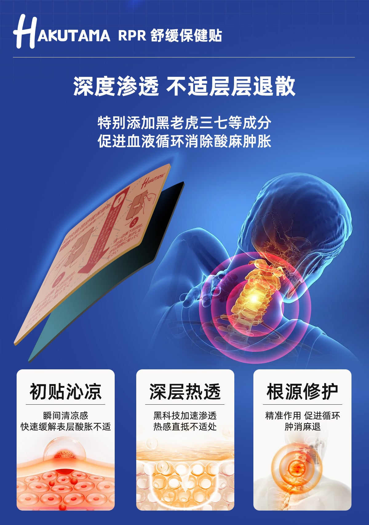 HAKUTAMA Shoulder & Neck Relief Patch | Herbal Cooling Pain Relief Pad | Relaxing Heat Patch for Muscle & Joint Comfort